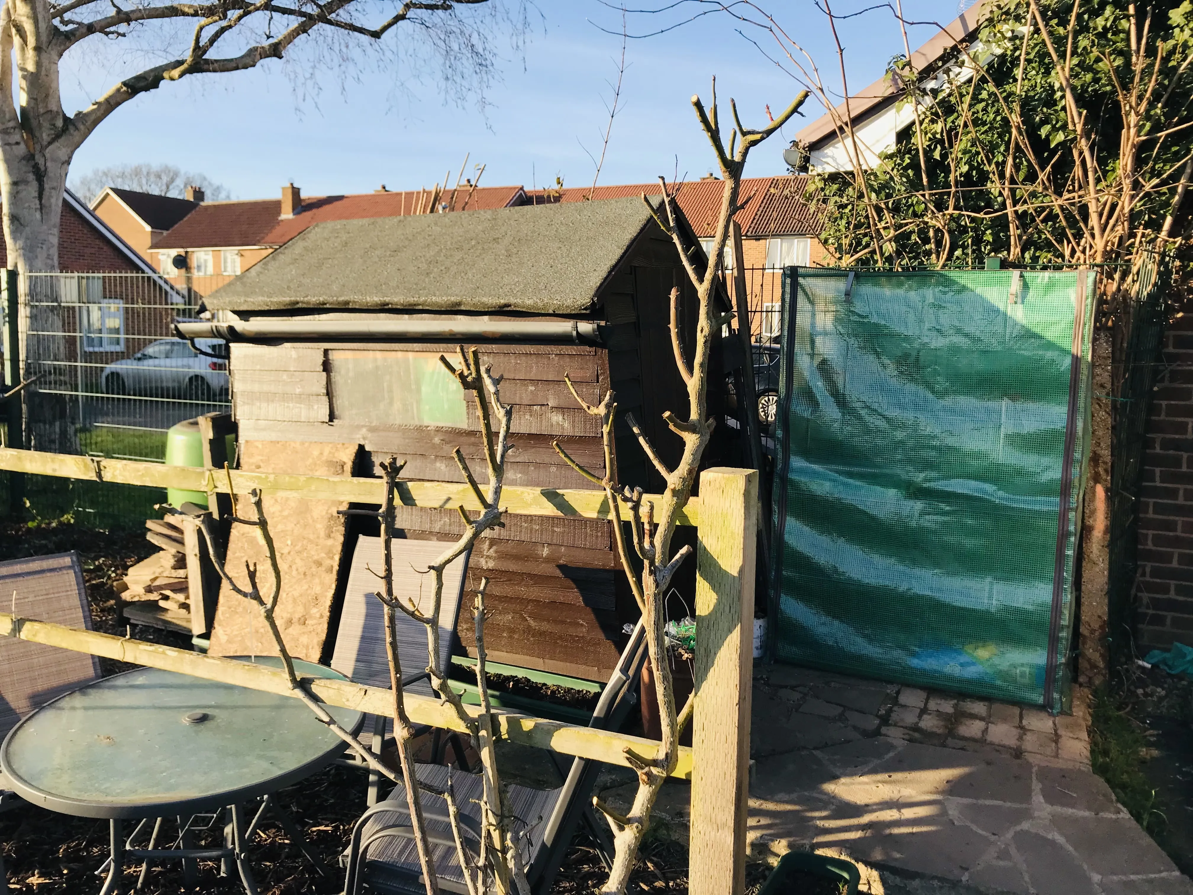 Grow Zone upright greenhouse on allotment plot.